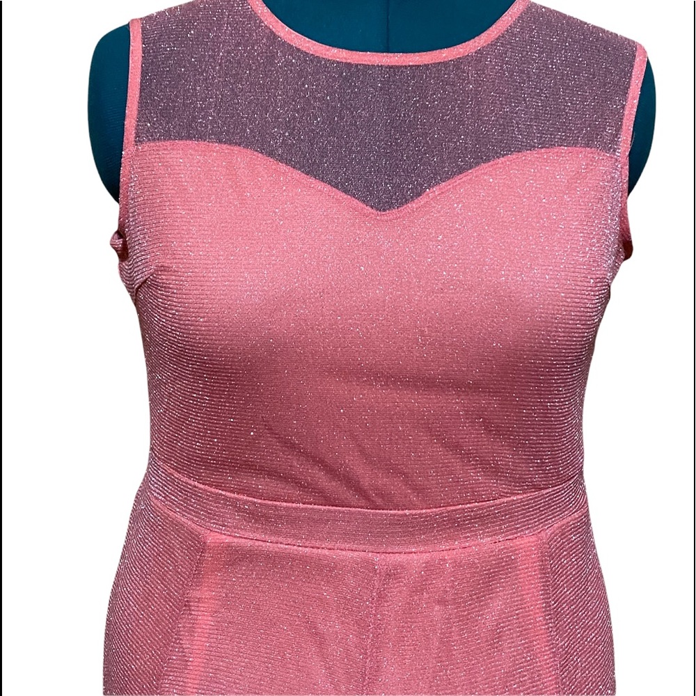 Candalite Blush Glittery Pink Long Gown with Thick Shoulder Straps Size Large - Picture 7 of 9